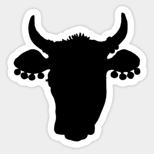 Black Cow Head Silhouette Sticker